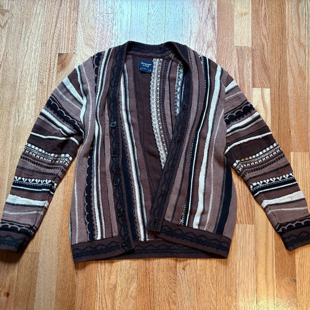 Abercrombie & Fitch Jacquard Stripe Knit Cardigan